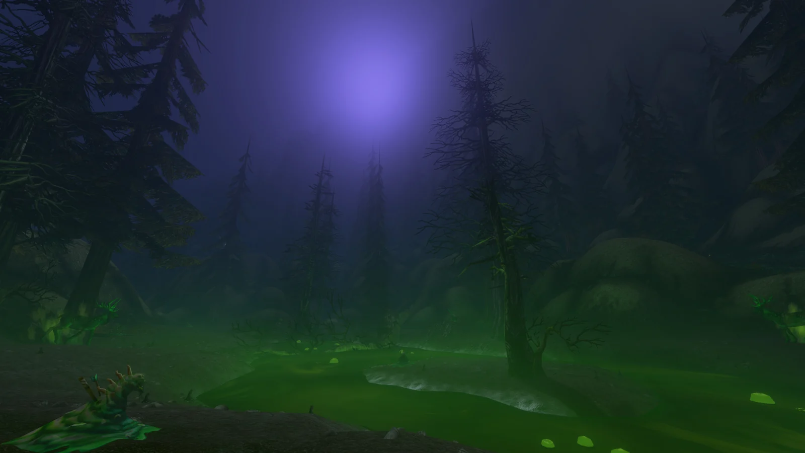 Une forêt du mont Hyjal dans World of Warcraft Forever. Image d’ambiance ; aucune couverture de cette zone n’est annoncée.